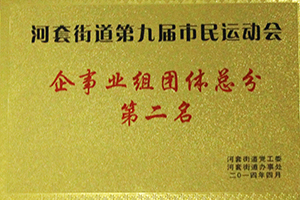 河套街道第九届市民运动会企事业组团体总分第二名